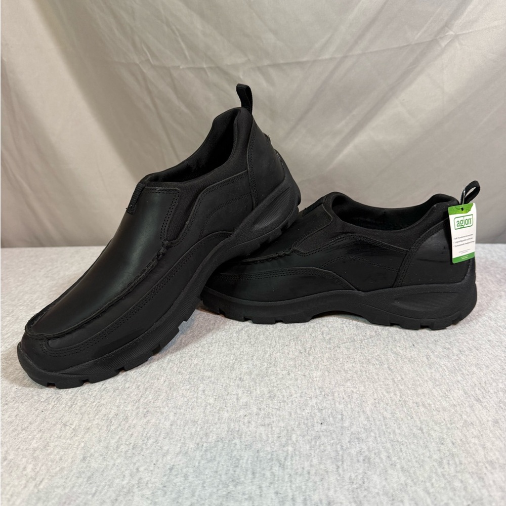 Lands' End‎ Men's Black Leather Low-Top All-Weather Shoes – Size 10EE 👞🖤